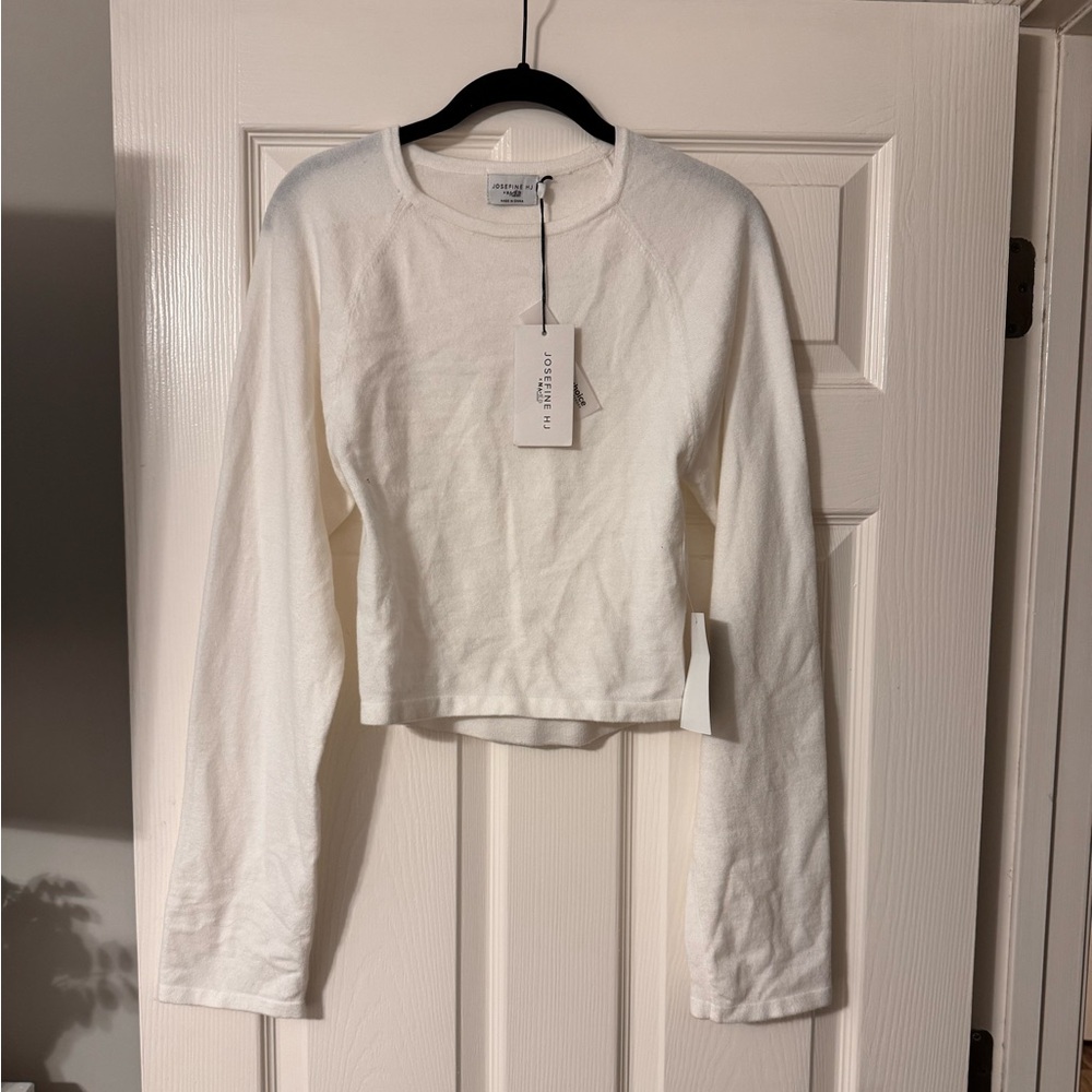 Josefine HJ x NA-KD white open back sweater XS NWT
